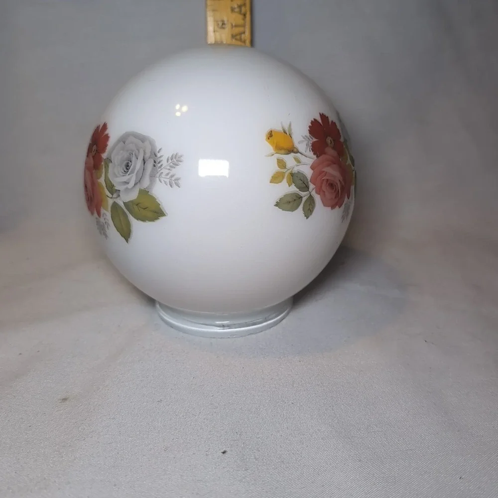Vintage Lamp Shade Ceiling Fan White Glass Light Cover Globe W/ Flowers 3